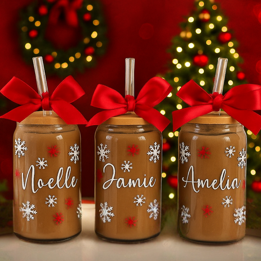 Snowflake Glass Tumbler Personalised