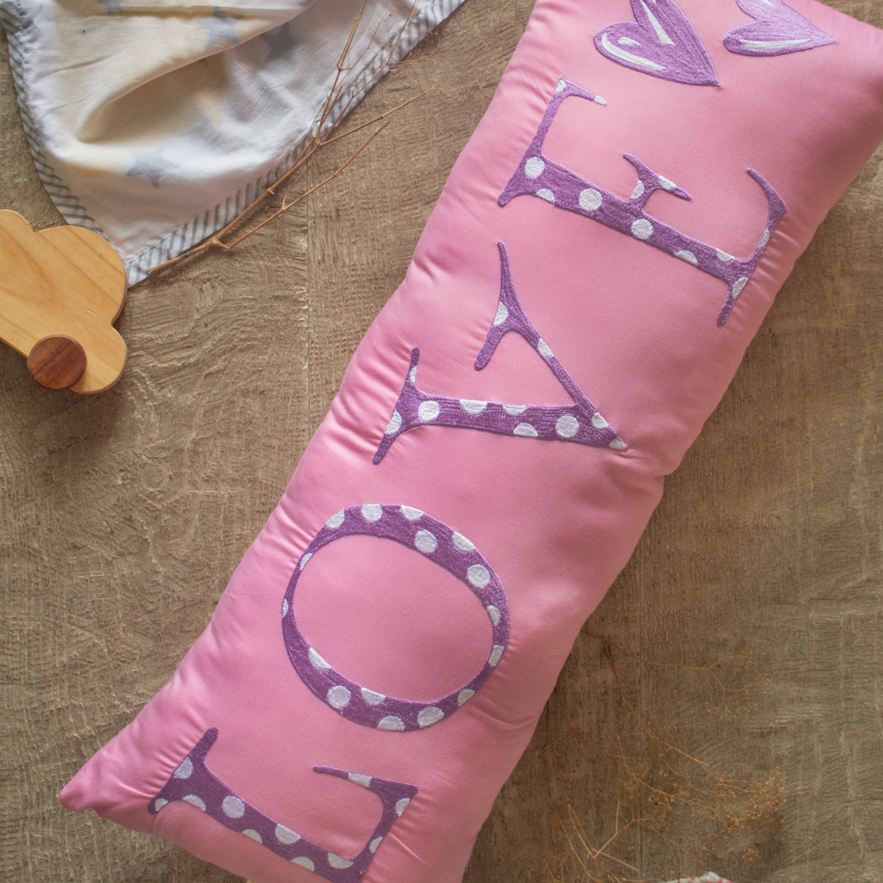 Embroidered Bolster Pillow Personalised