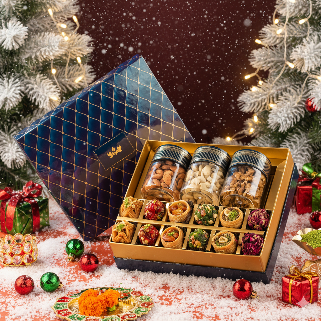 Torquise Christmas Special Baklava & Dryfruit Sweets Hamper
