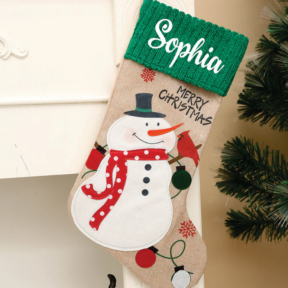 Snowy Snowman Vintage Vibe Stocking Personalised
