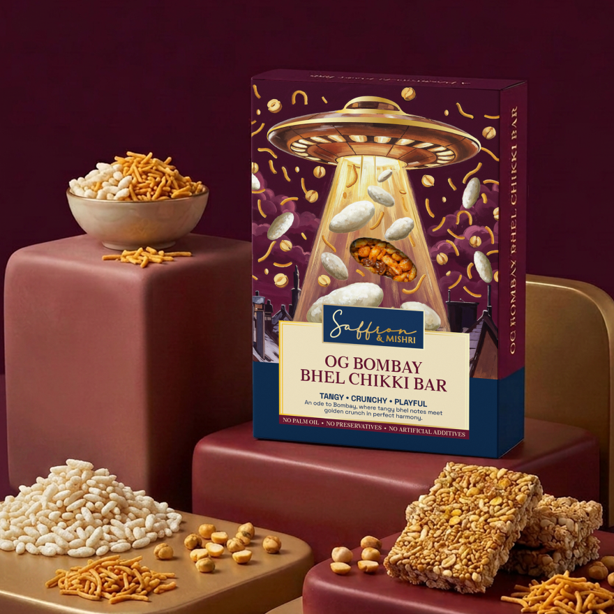 OG Bombay Bhel Chikki Bar made with crunchy makhana, delicate amaranth and maple notes, ideal for Diwali gift hampers and corporate gifting.