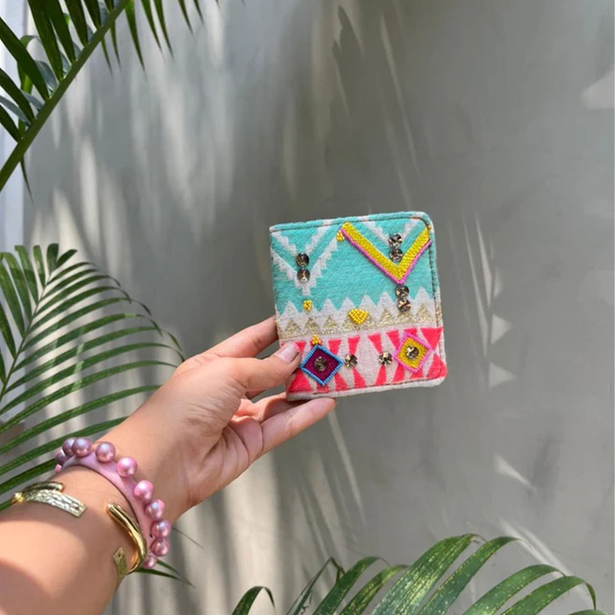 Pastel Embroidered Wallet