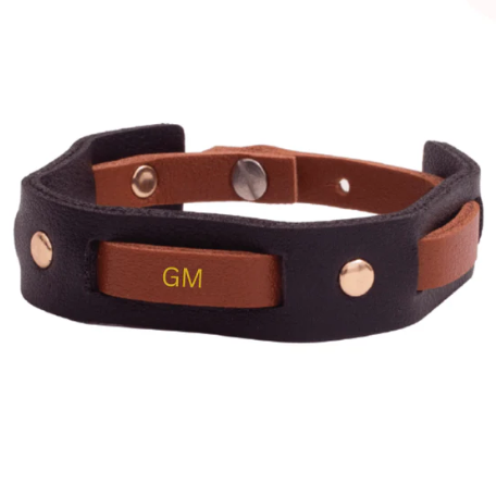 Personalized Interloop Wristband for men with custom initials, premium vegan leather design and stylish finish.