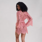 Blush Pink Lace Robe with Thong