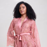 Blush Pink Lace Robe with Thong