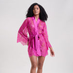 Fuchsia Lace Robe With Thong