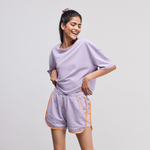 Boxy Purple Cotton Shorts Set
