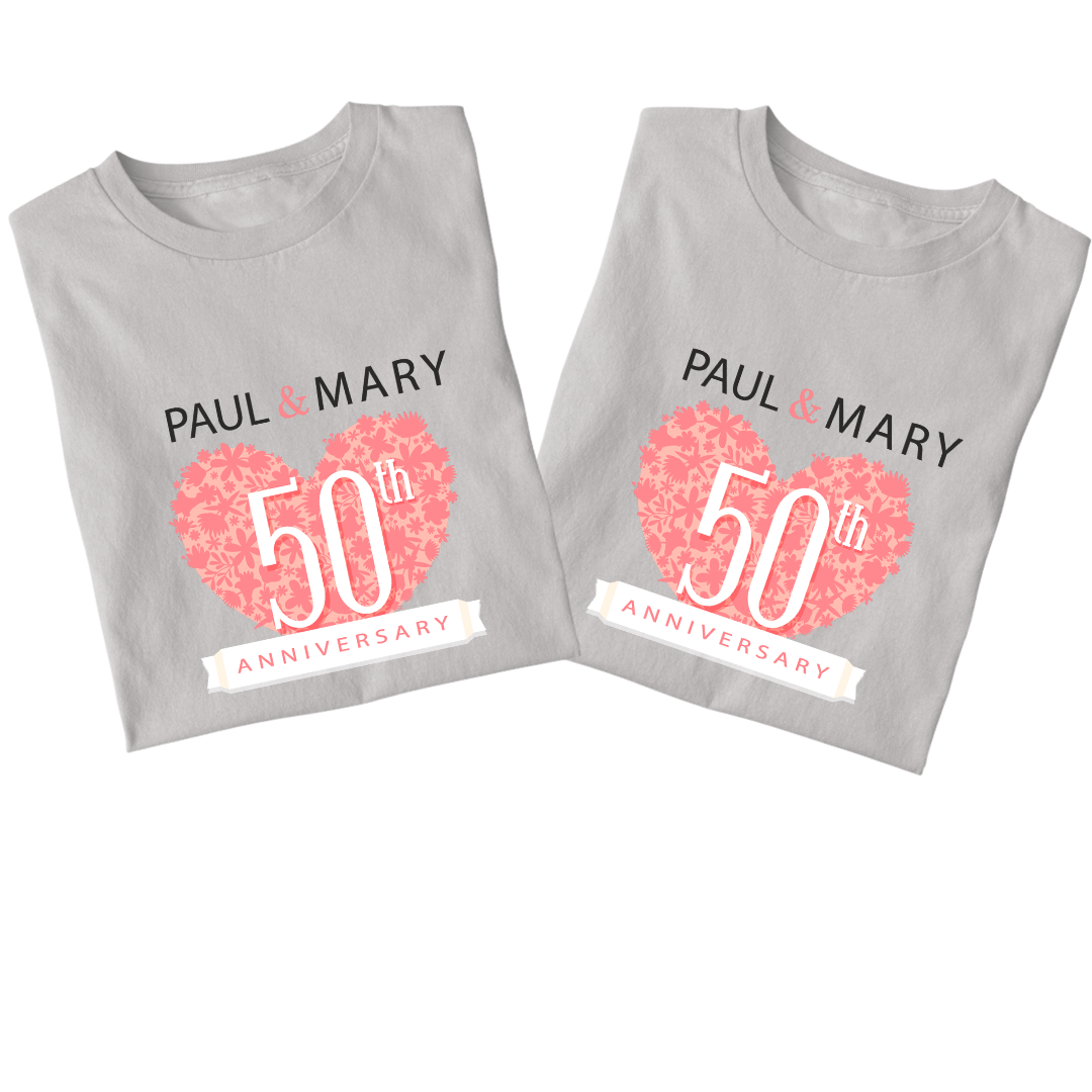 Personalised Anniversary couples t-shirt - The Style Salad
