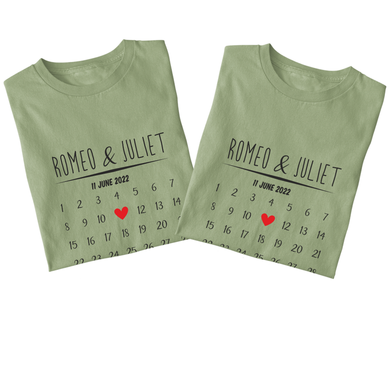 Personalised Anniversary Calendar Couples T-shirt