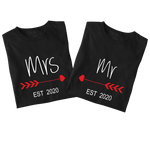Mrs and Mr couples T-shirt: Personalised