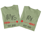 Mrs and Mr couples T-shirt: Personalised