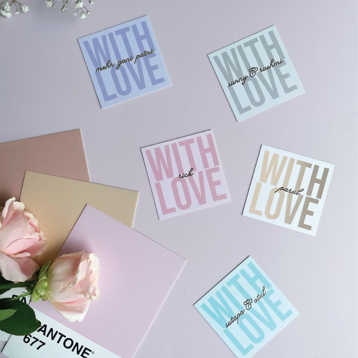 With Love Thank You Note Cards - Personalised