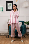 Satin Loungewear With Feathers