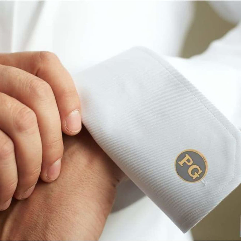 Sterling Silver + 18 KT Gold Plates Cufflinks Personalised
