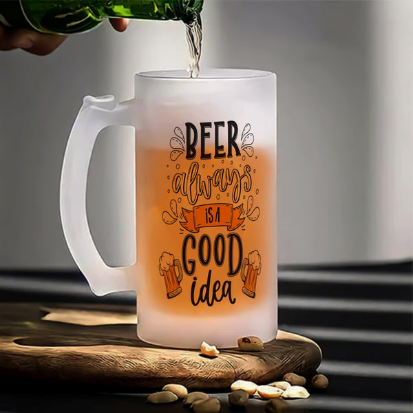 Frosted Printed Beer Mug