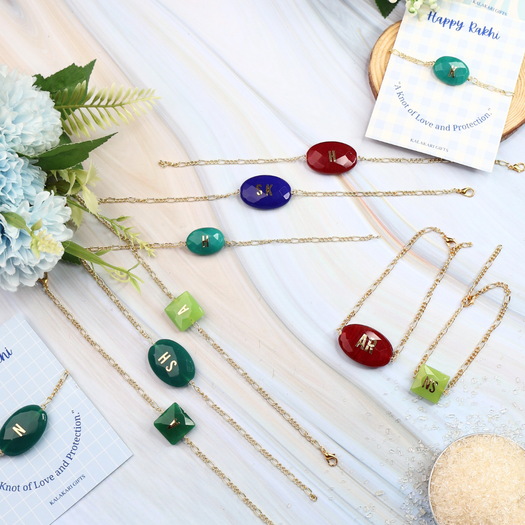 Gemstone Initial Rakhi Personalised