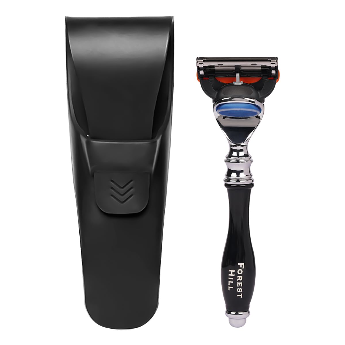 Ashford Fusion5 Shaving Razor with Sleeve | Premium Men’s Razor with Wooden-Finish Handle