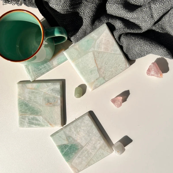 Amazonite Square Coasters
