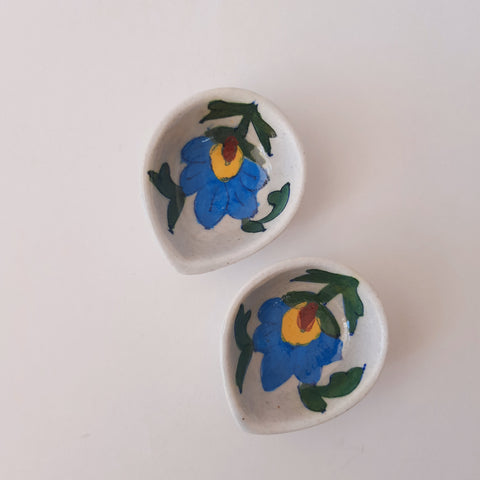 Ceramic Blue Pottery Diya Set of 2