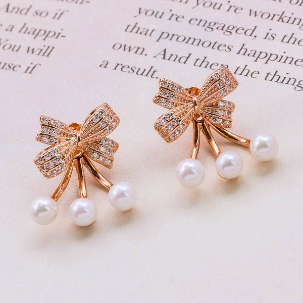 2 In 1 Rose Gold Earrings - The Style Salad