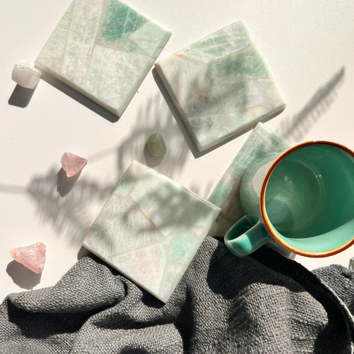 Amazonite Square Coasters Set of 2