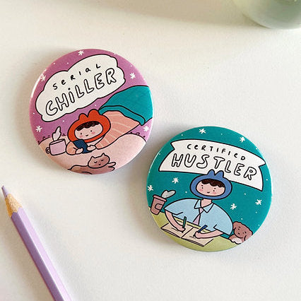 Chiller with Hustler Mismatched Magnet + Badge Set
