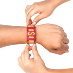 Cork Rakhi with Vegan Leather Sliding Top  & Gold Foil Monogram Personalized