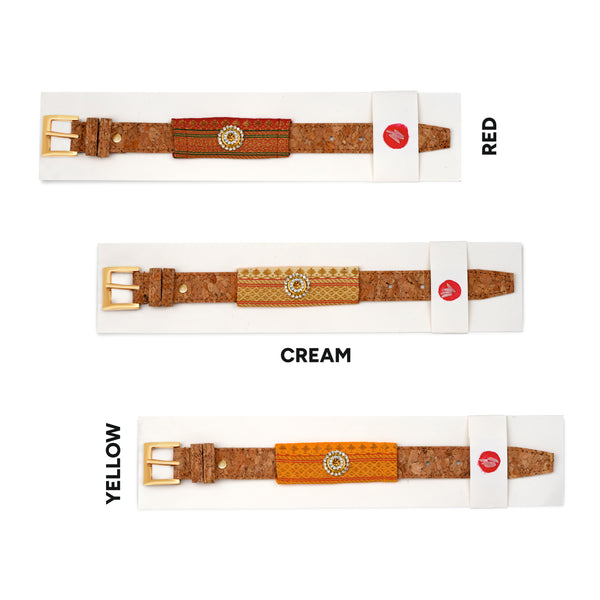 Ethnic Cork Rakhi With Traditional Indian Designer Sliding Top Embellishment