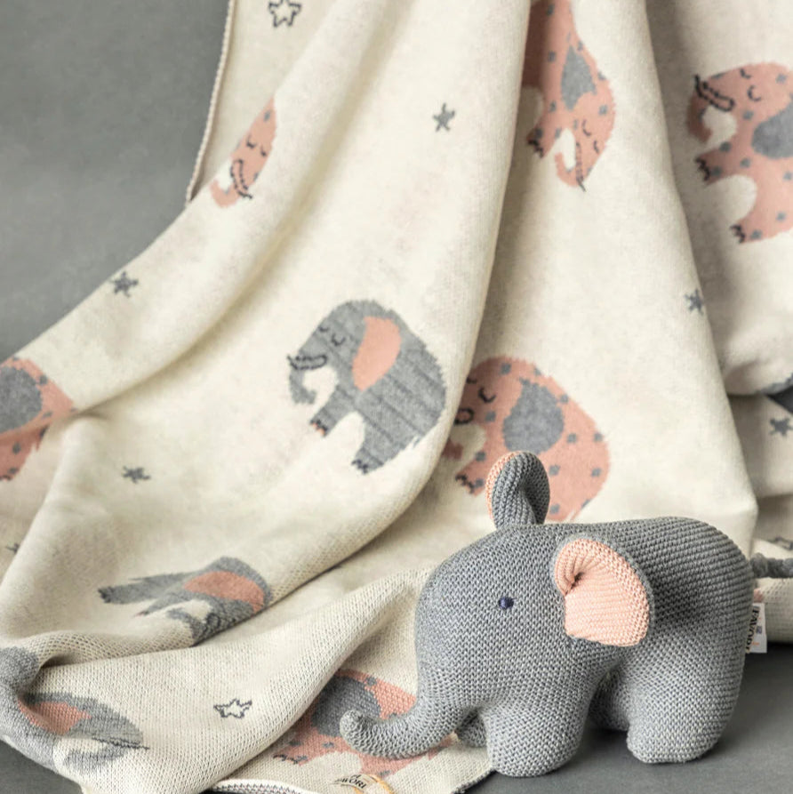 Baby Blanket with Elephant Toy