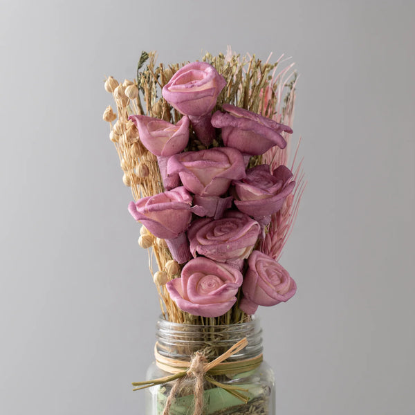 Dried Floral Arrangements with Sola Pink Roses 