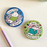 Empty Head with Overthinker Mistmatched Magnet + Badge Set