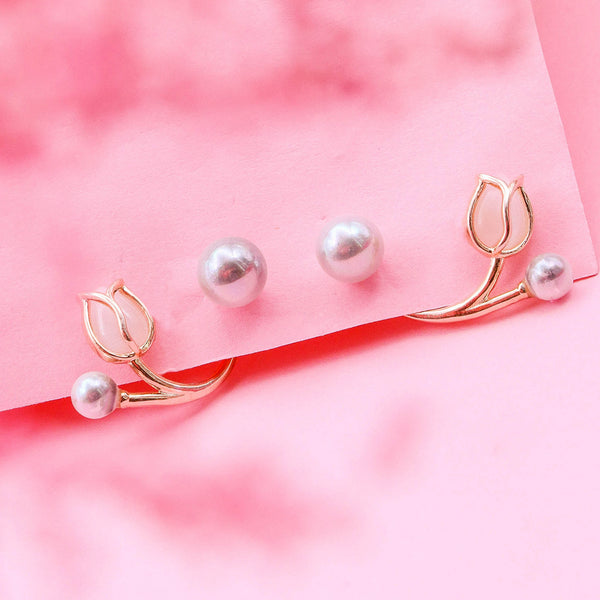 2 In 1 Rose Gold Earrings - The Style Salad