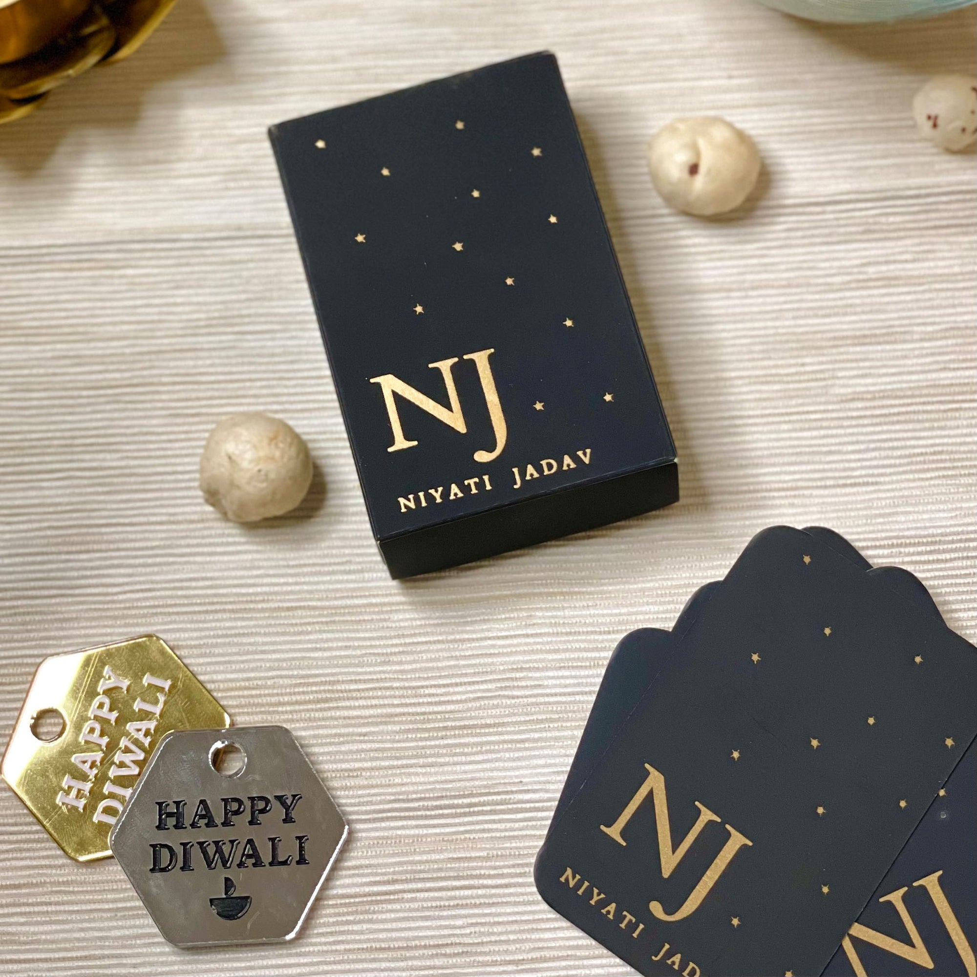 Starry Nights Gold Printed Initial Playing Cards