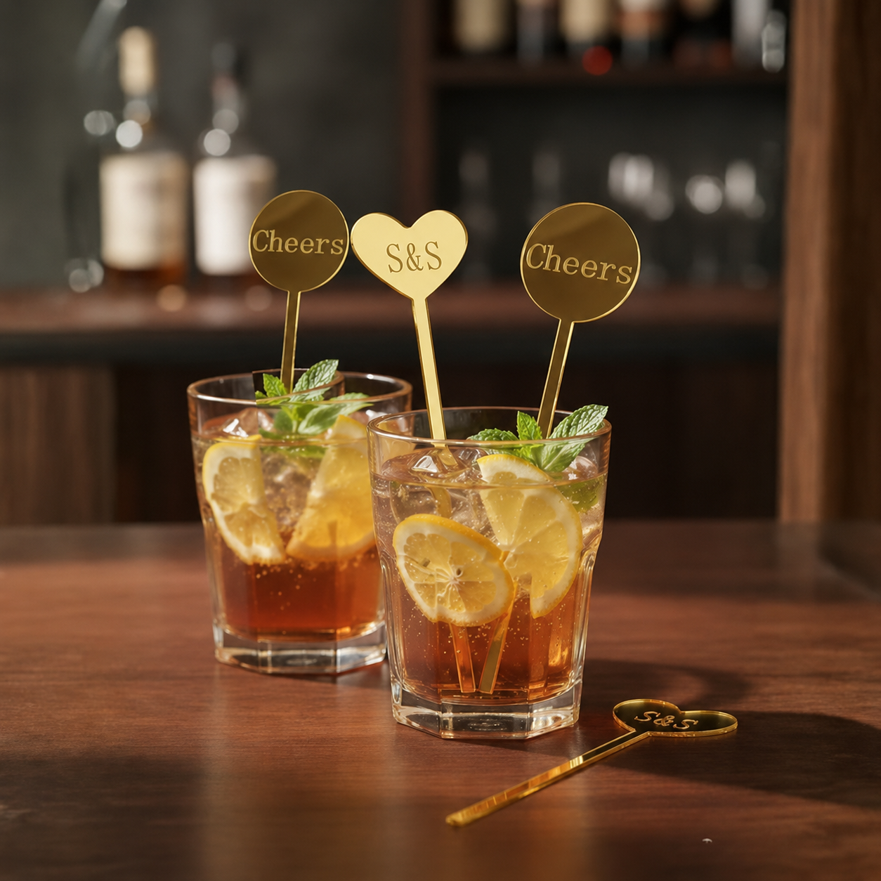 Cocktail Swizzle Acrylic Stir Sticks Personalized Set of 4