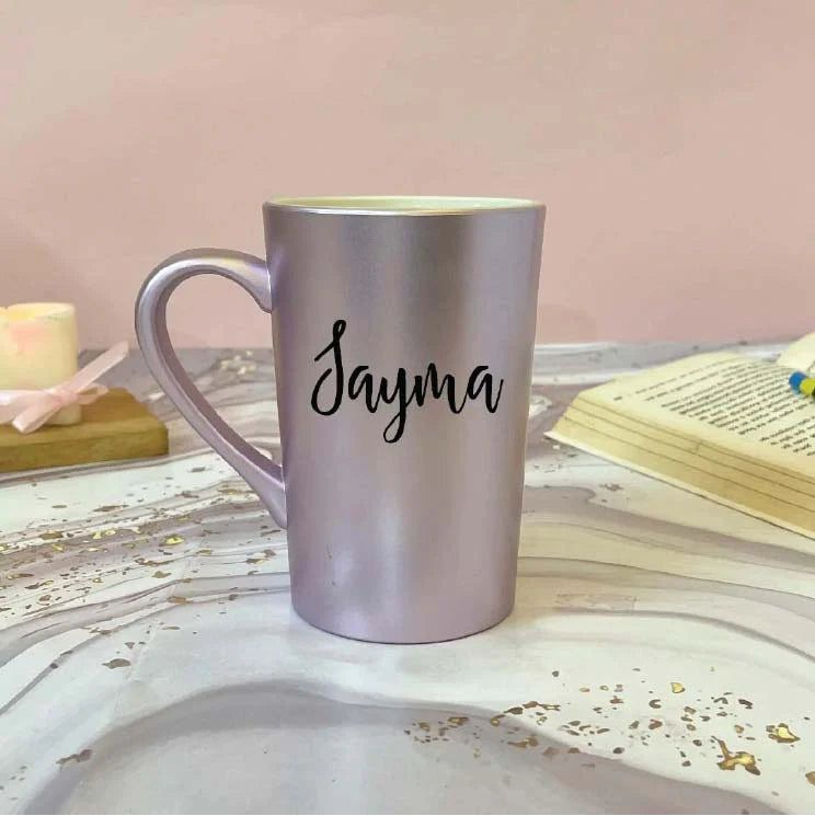 Personalized Tall coffee mug in pastel love