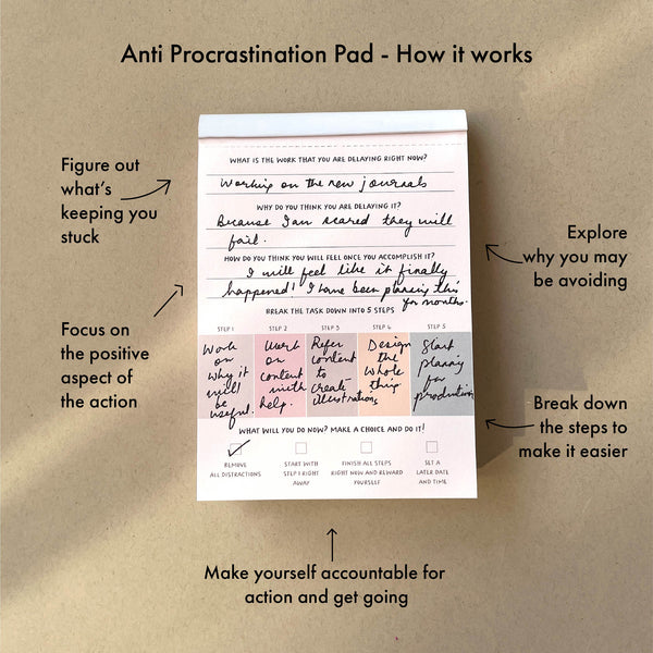 Get Unstuck: Anti Procrastination Journal Pad