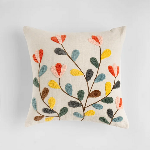 Floret Embroidered Cushion Cover
