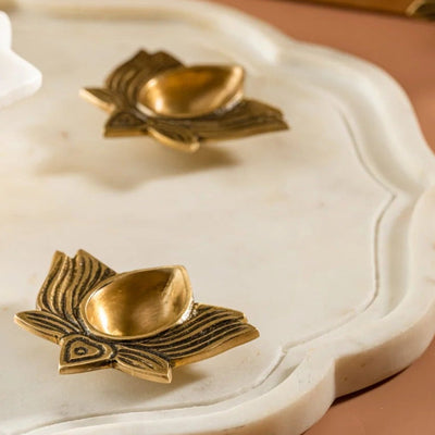 Pushp Lotus Brass Diyas Set of 2