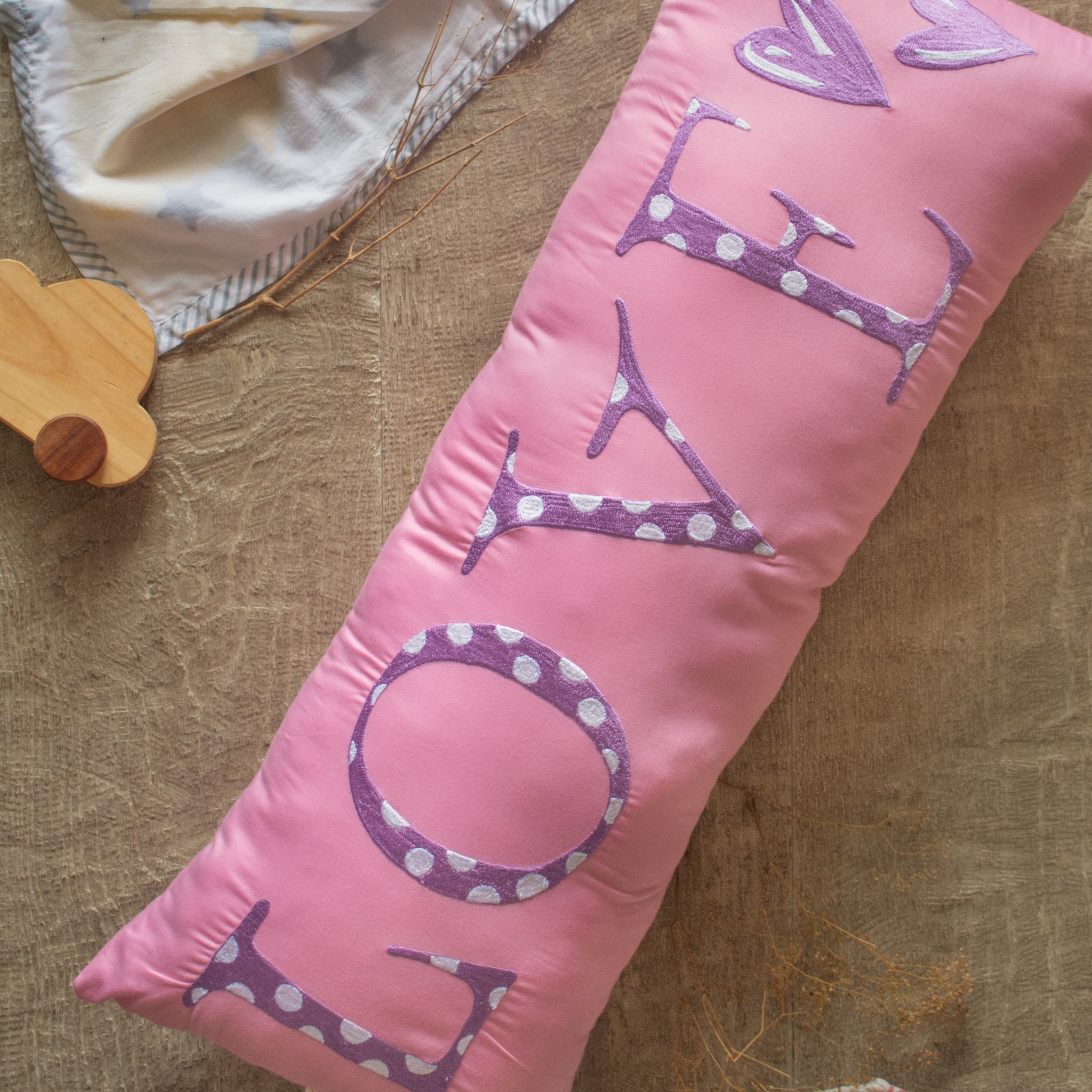 Embroidered Bolster Pillow Personalised