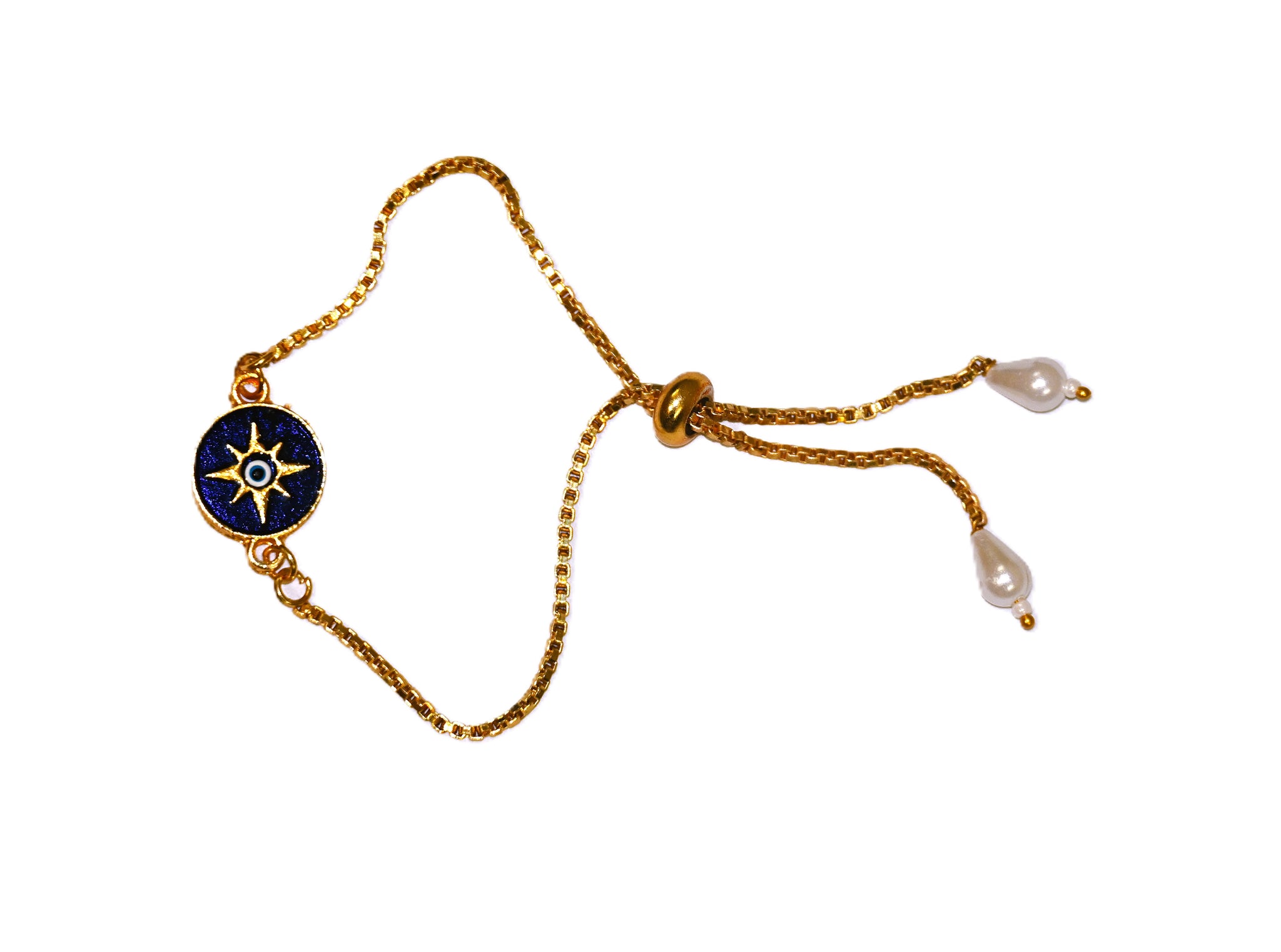 Evil eye gold rakhi bracelet