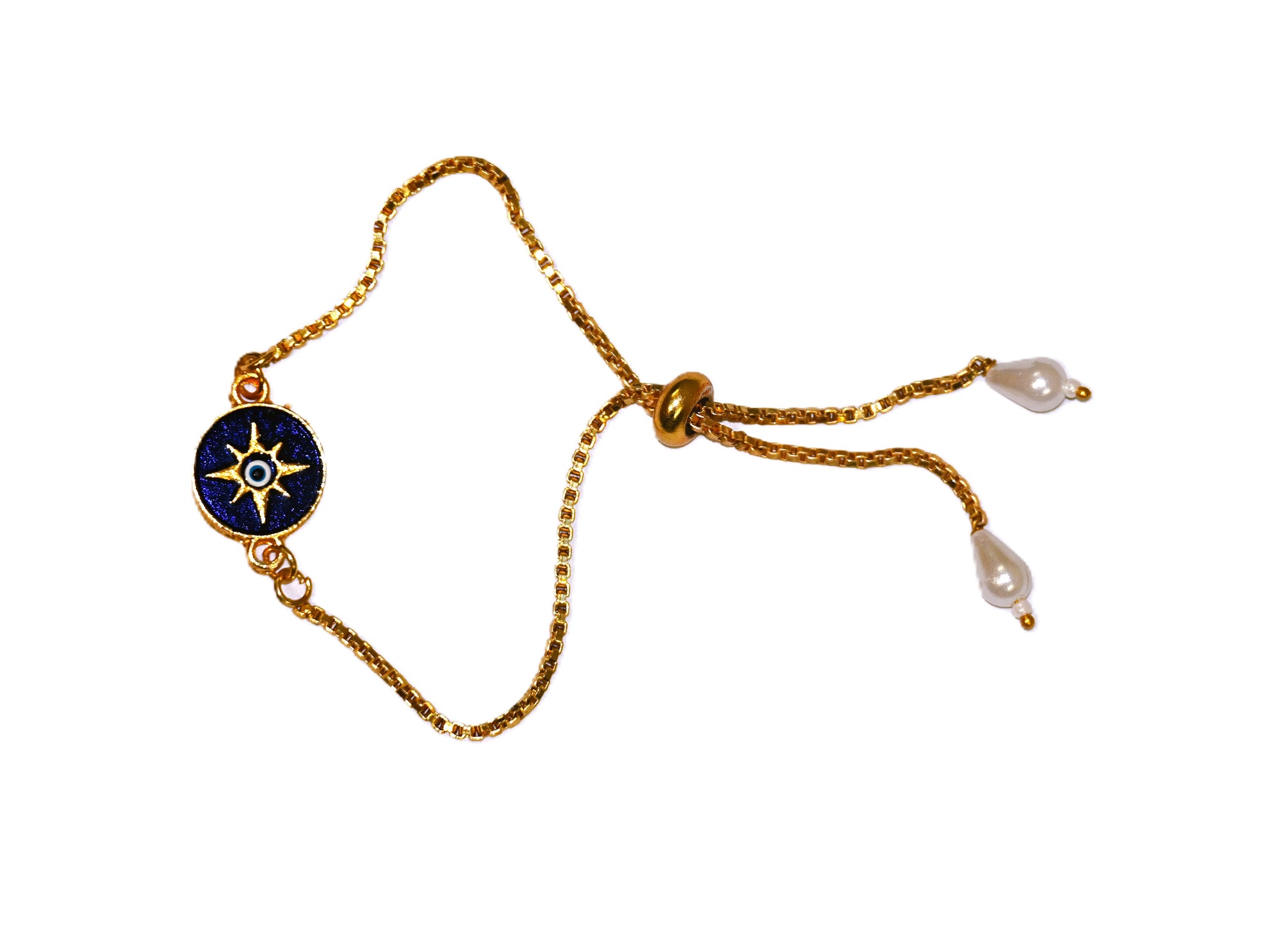 Evil Eye Navy Blue & Gold Rakhi Bracelet