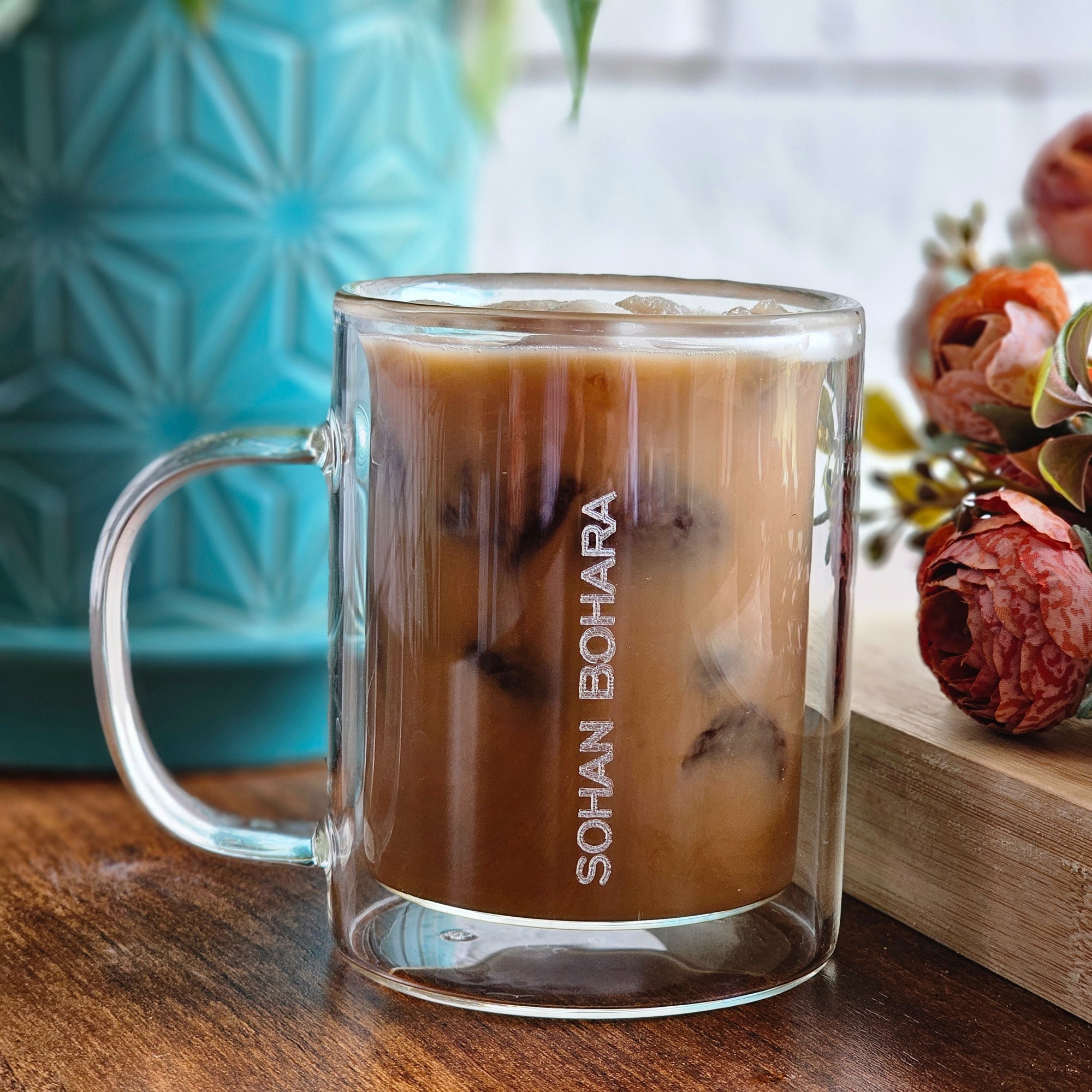 Heat Resistant  Double Wall Glass Mug - Personalised