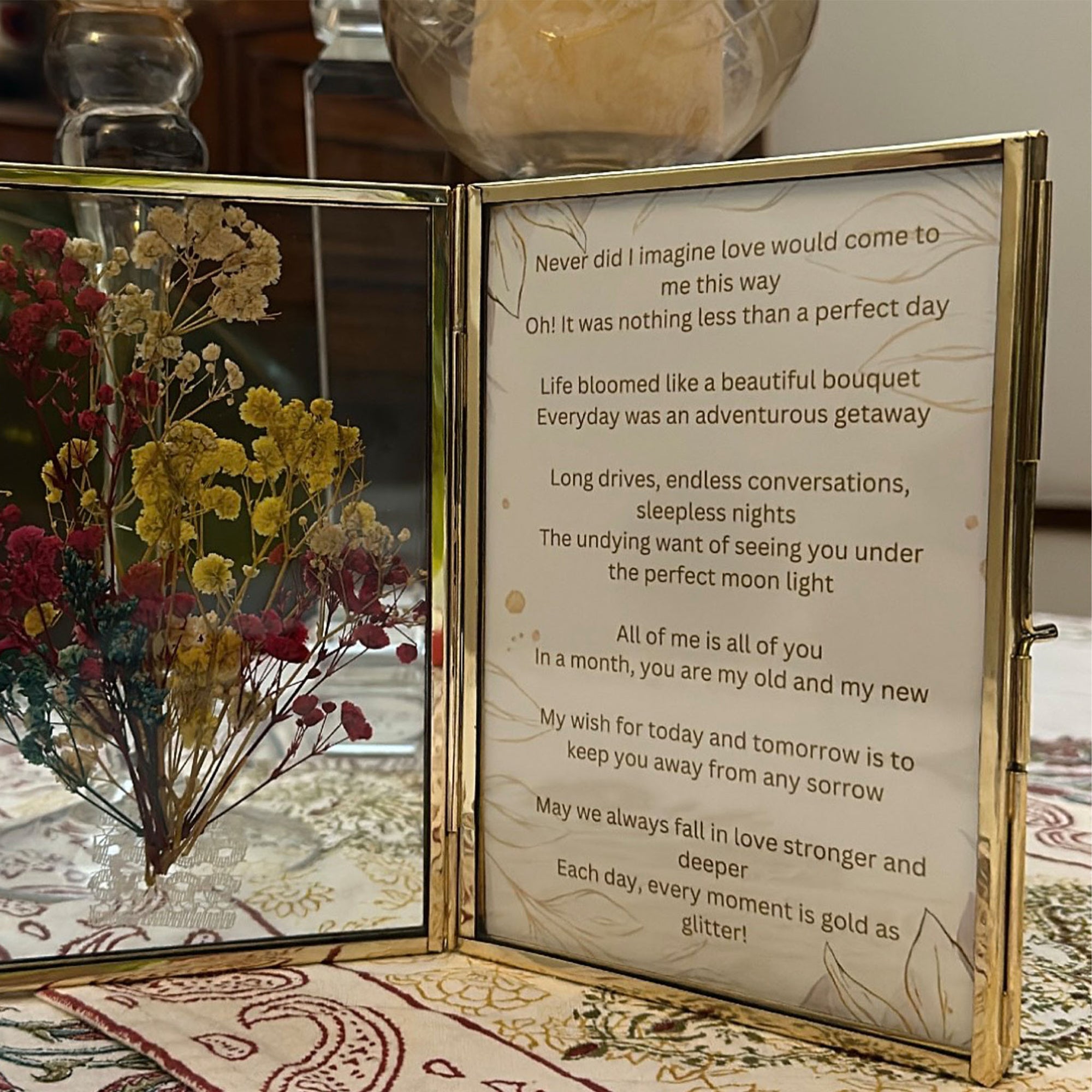 Letter / Poetry / Vows Double Sided Glass Frame: Personalised