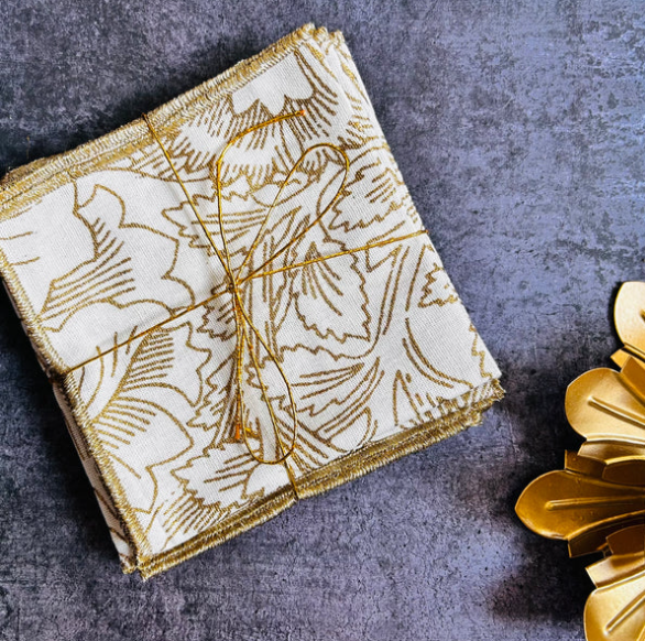 Fiore Gold Cocktail Napkins | Set of 6
