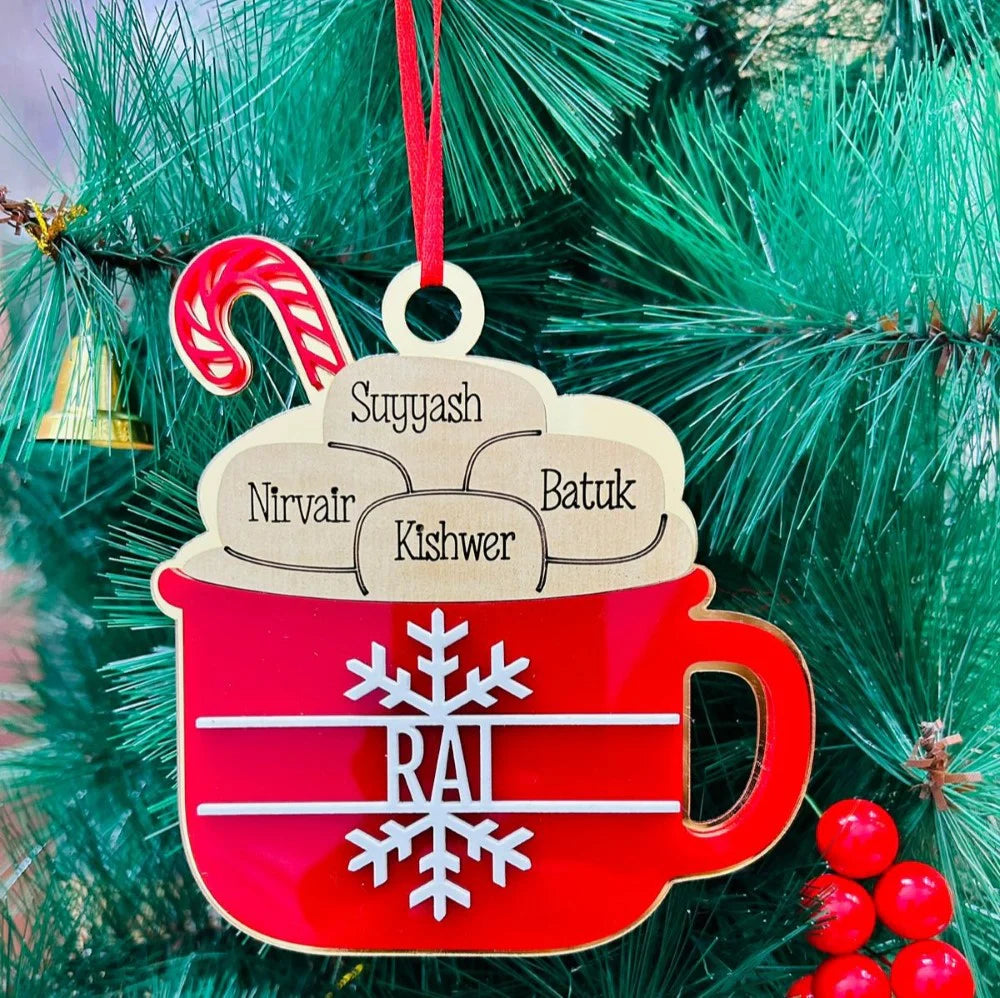 Hot Cocoa Cup Ornament Personalised