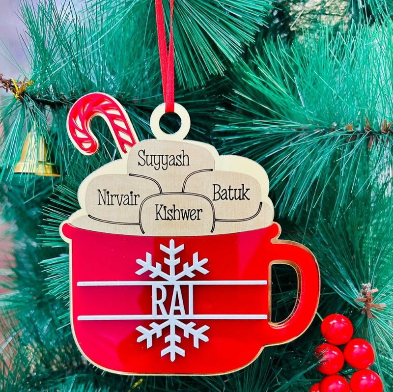 Hot Cocoa Cup Ornament Personalised