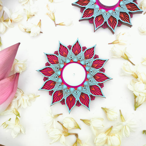 Blue Eyed Blossom Tealight Holder Single