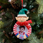 Jolly Elf Photoframe Ornaments Set of 2 Personalised