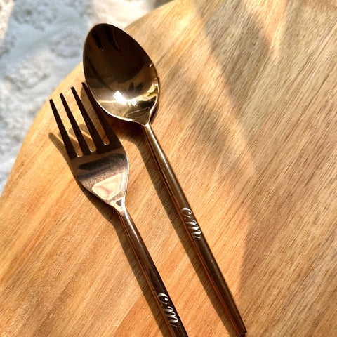 Get latest Rose Gold Personalized Cutlery Set Online 