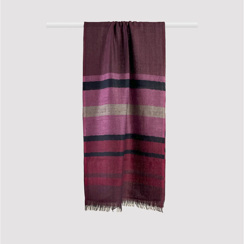 Plum Stripped Merino Muffler